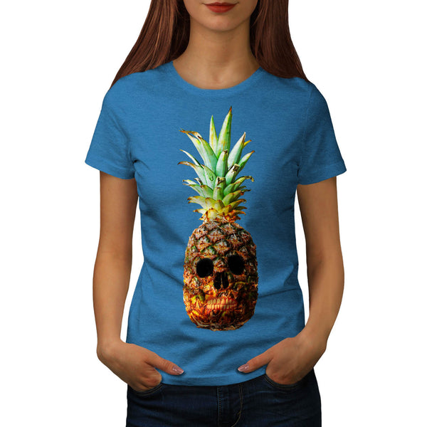 Pineapple Skull Face Womens T-Shirt