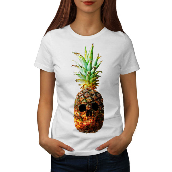 Pineapple Skull Face Womens T-Shirt