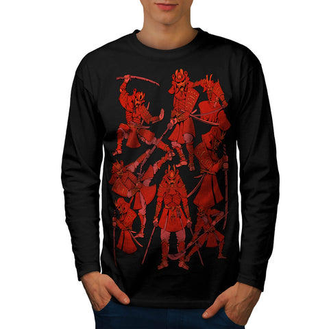 Japanese Samurai Mens Long Sleeve T-Shirt