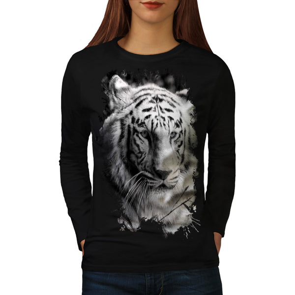 White Tiger Head Womens Long Sleeve T-Shirt