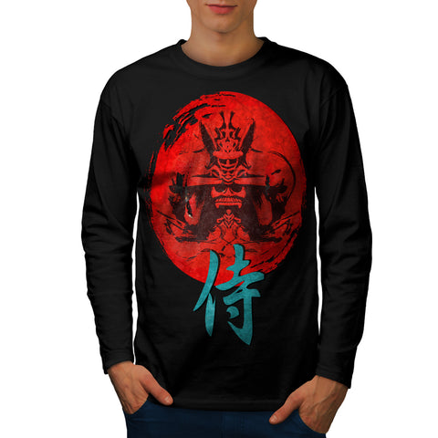 Japanese Red Symbol Mens Long Sleeve T-Shirt