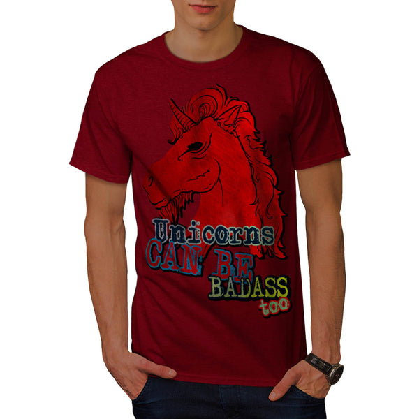 Red Badass Unicorn Mens T-Shirt