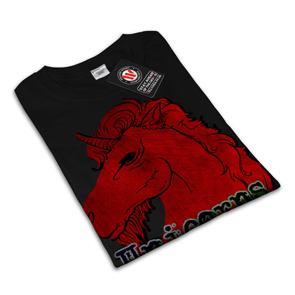 Red Badass Unicorn Womens T-Shirt