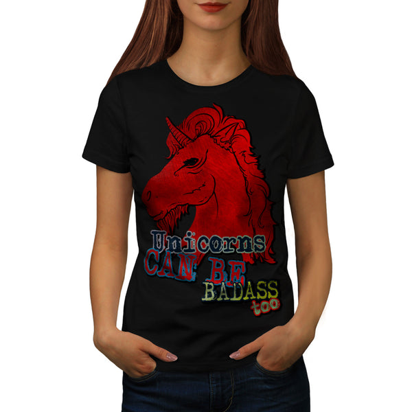 Red Badass Unicorn Womens T-Shirt