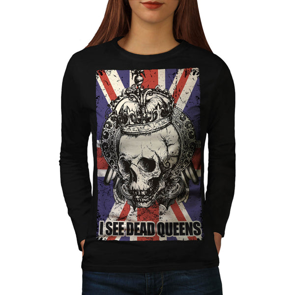 Skull Queen England Womens Long Sleeve T-Shirt