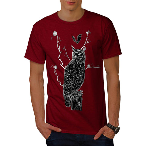 Creepy Owl Bird Look Mens T-Shirt