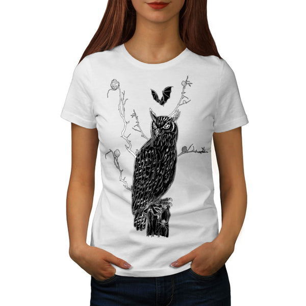 Creepy Owl Bird Look Womens T-Shirt