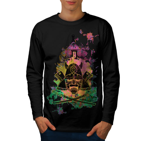 Japanese Sword Mask Mens Long Sleeve T-Shirt