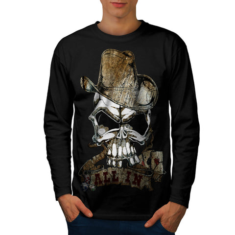 Poker Game Skull Mens Long Sleeve T-Shirt