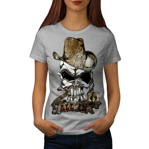 Poker Game Skull Womens T-Shirt