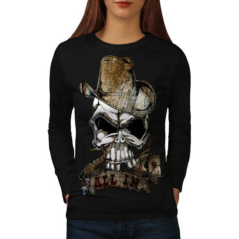 Poker Game Skull Womens Long Sleeve T-Shirt