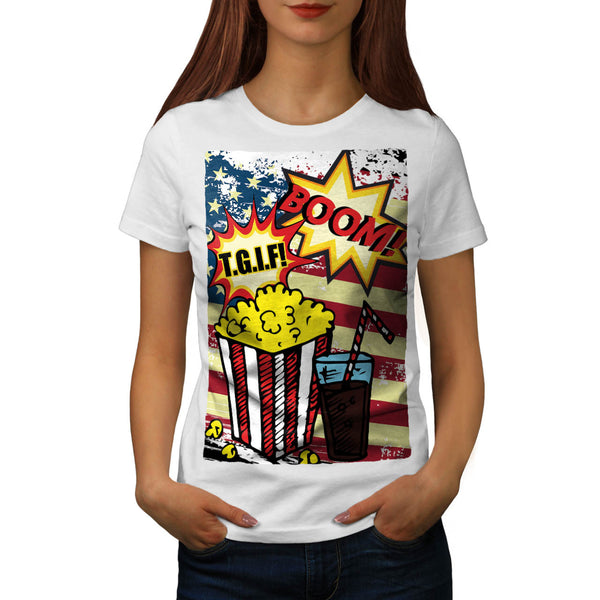 TGIF Popcorn Comic Womens T-Shirt