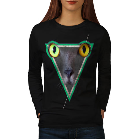 Furious Cat Look Womens Long Sleeve T-Shirt