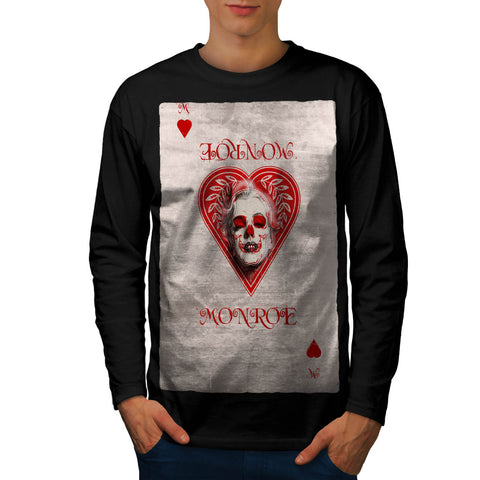 Monroe Heart Skull Mens Long Sleeve T-Shirt