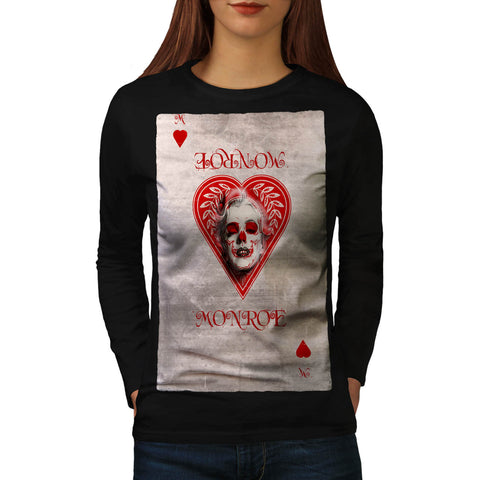 Monroe Heart Skull Womens Long Sleeve T-Shirt