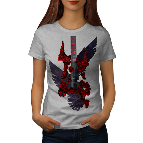 Flower Guitar Print Womens T-Shirt