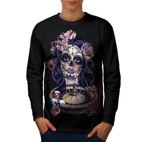 Roulette Girl Face Mens Long Sleeve T-Shirt