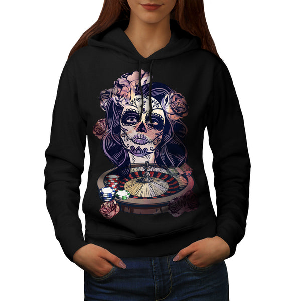 Roulette Girl Face Womens Hoodie