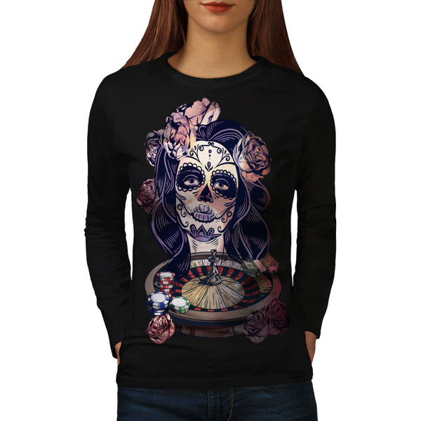 Roulette Girl Face Womens Long Sleeve T-Shirt