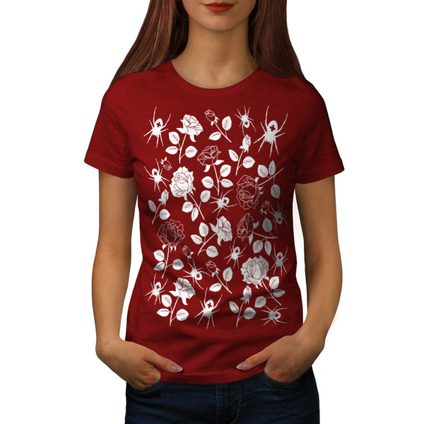 Rose Spider Pattern Womens T-Shirt
