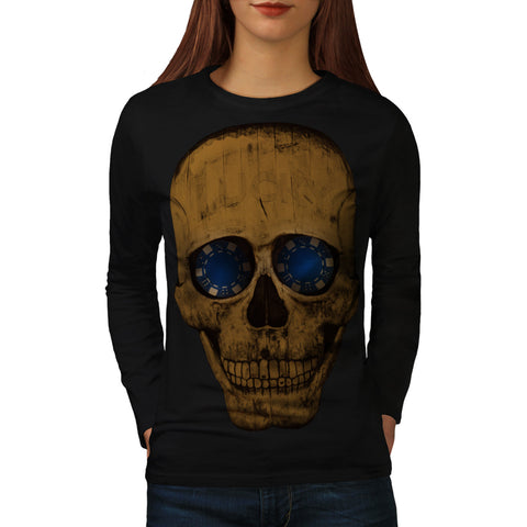 Lucky Smile Skull Womens Long Sleeve T-Shirt