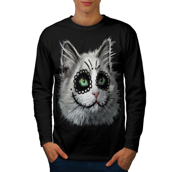 Halloween Kitty Cat Mens Long Sleeve T-Shirt