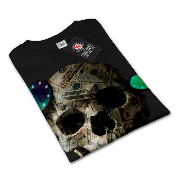 Dollar Bill Skull Womens Long Sleeve T-Shirt