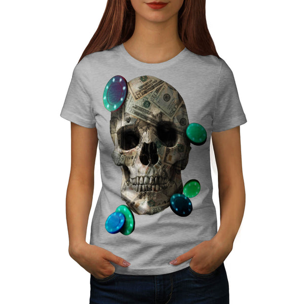 Dollar Bill Skull Womens T-Shirt