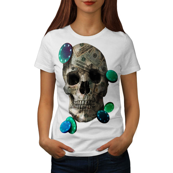 Dollar Bill Skull Womens T-Shirt