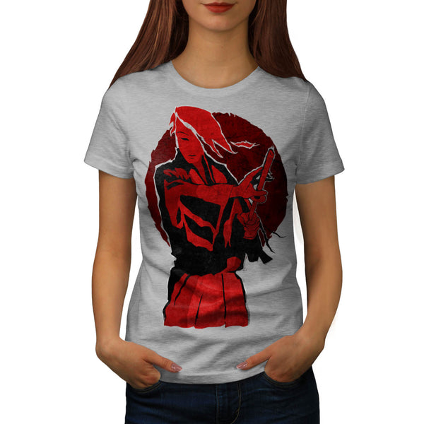 Red Anime Samurai Womens T-Shirt