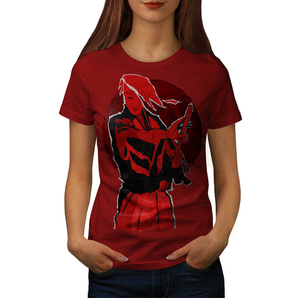 Red Anime Samurai Womens T-Shirt
