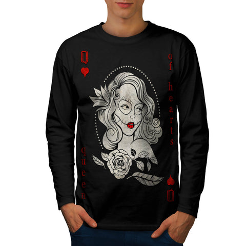 Queen Of Heart Card Mens Long Sleeve T-Shirt