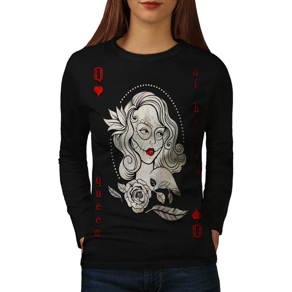 Queen Of Heart Card Womens Long Sleeve T-Shirt