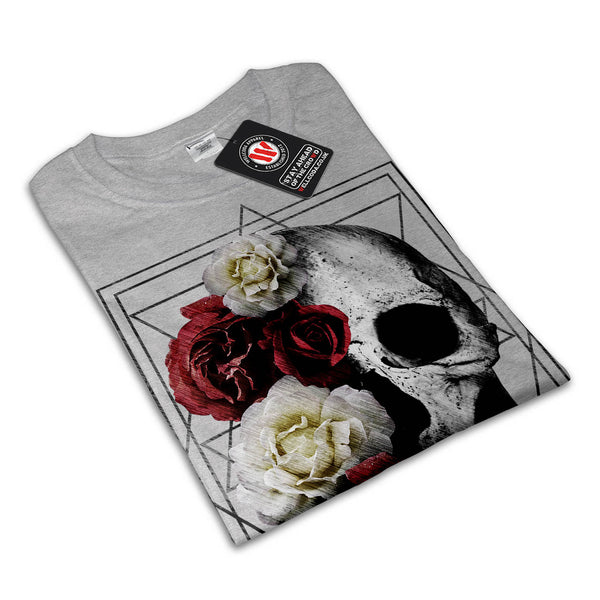 Skull Rose Flowers Womens T-Shirt