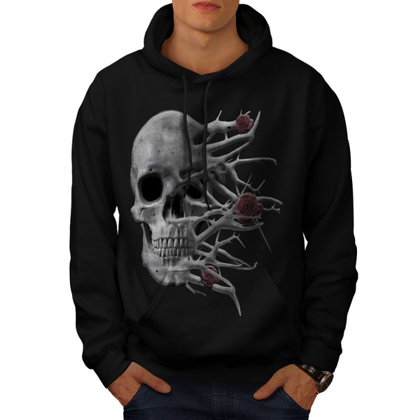 Skull Rose Flowers Mens Hoodie
