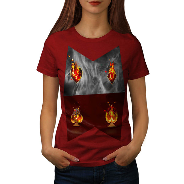 Burning Card Shape Womens T-Shirt