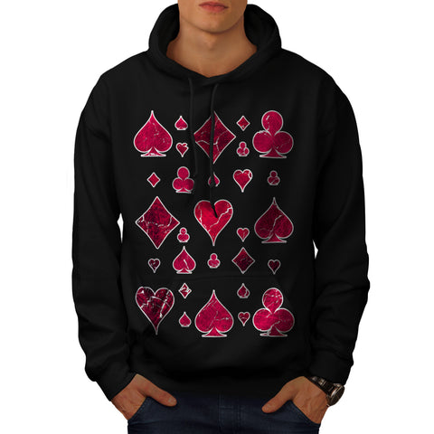 Red Card Deck Shape Mens Hoodie