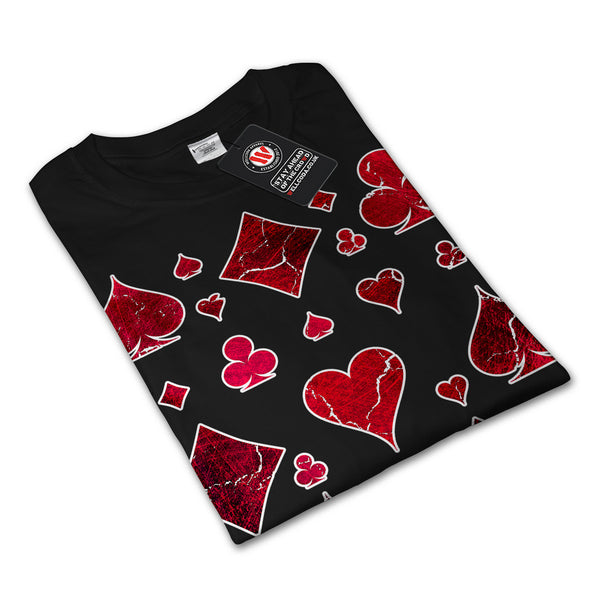 Red Card Deck Shape Mens Long Sleeve T-Shirt