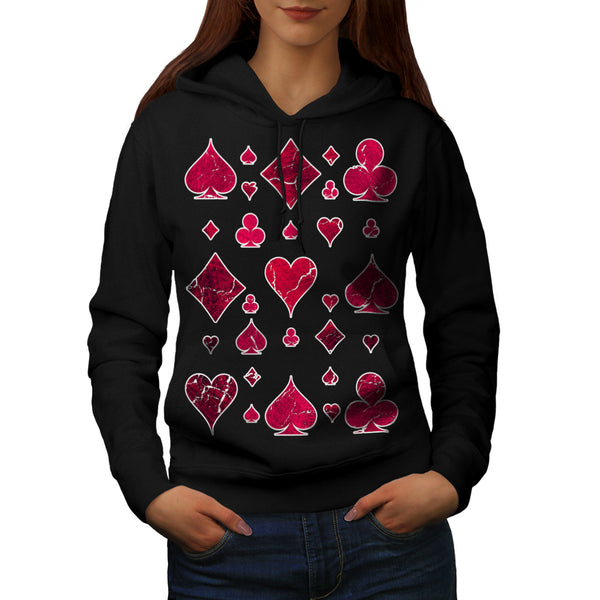 Red Card Deck Shape Womens Hoodie