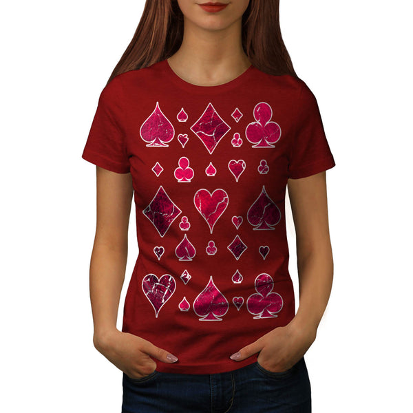 Red Card Deck Shape Womens T-Shirt