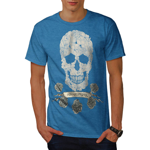 Skull Roses Flowers Mens T-Shirt