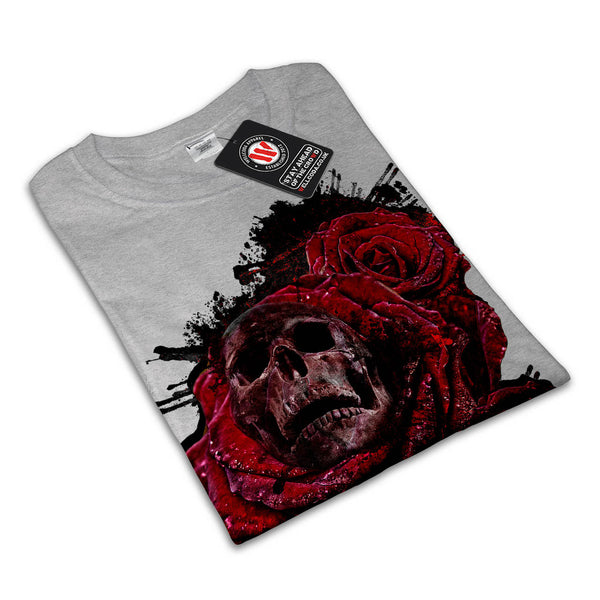 Skull Rose Beauty Womens T-Shirt