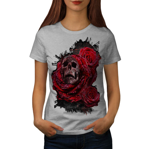 Skull Rose Beauty Womens T-Shirt