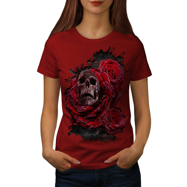 Skull Rose Beauty Womens T-Shirt