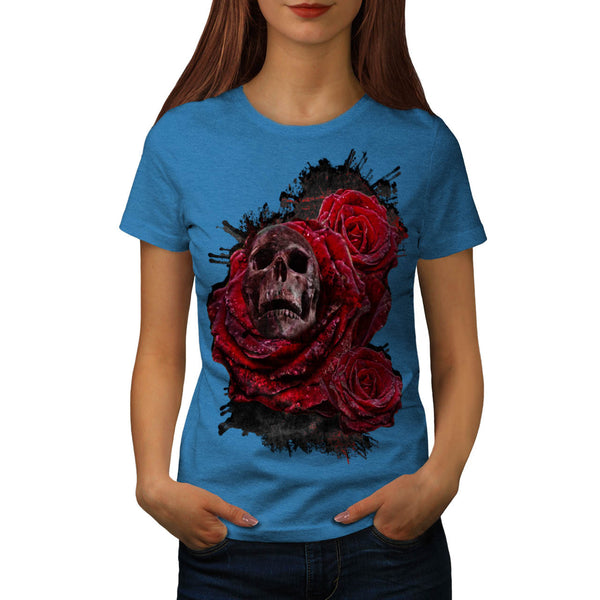 Skull Rose Beauty Womens T-Shirt