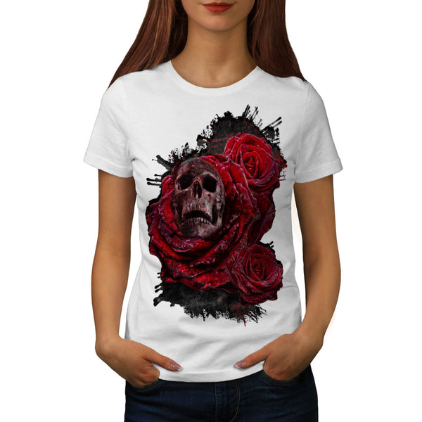 Skull Rose Beauty Womens T-Shirt