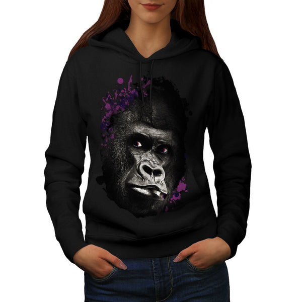 Smoking Gorilla Face Womens Hoodie