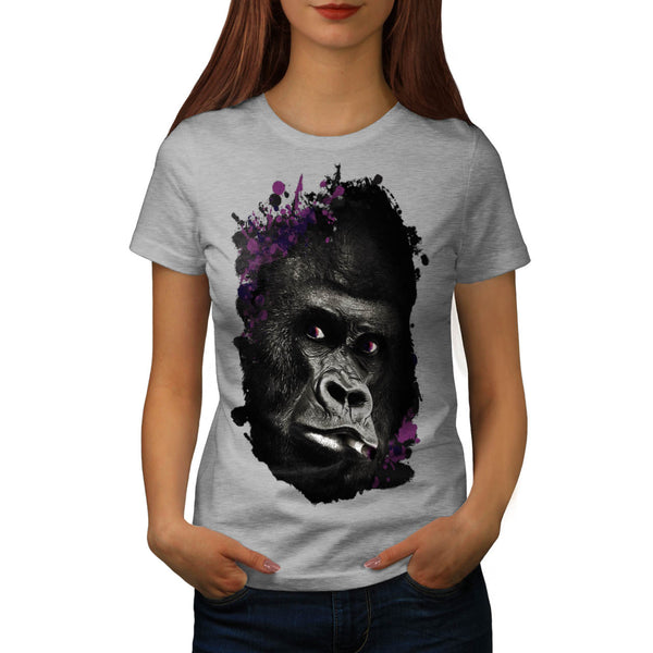 Smoking Gorilla Face Womens T-Shirt