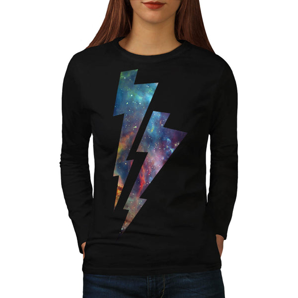 Lightning Strike Space Womens Long Sleeve T-Shirt