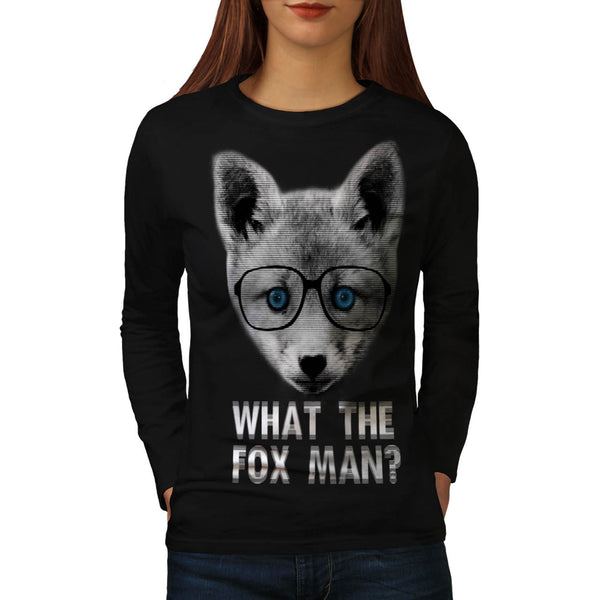 Fox Man Face Fun Womens Long Sleeve T-Shirt
